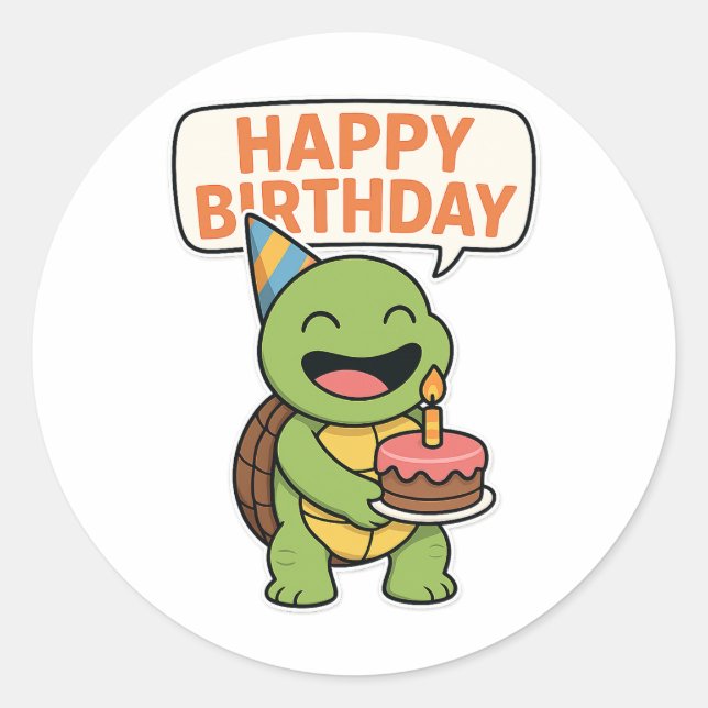 Adesivo Turtle Happy Birthday  (Frente)