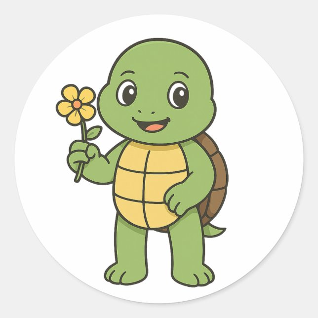 Adesivo Turtle holding a flower (Frente)