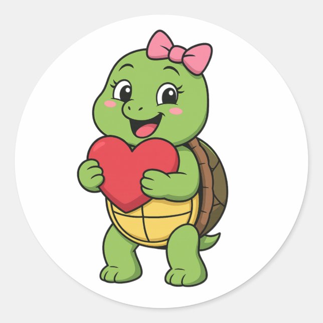 Adesivo Turtle holding a heart (Frente)