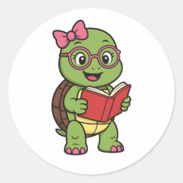 Adesivo Turtle reading a book
