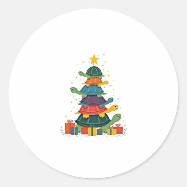 Adesivo Turtle Tree Christmas Tree Adorable Turtle Christm (Frente)