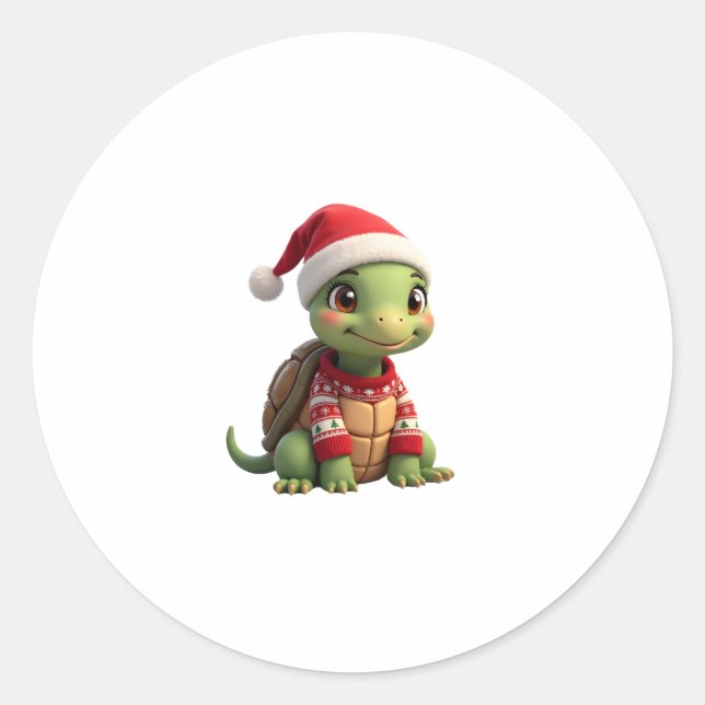 Adesivo Turtle Ugly Sweater Santa Hat Christmas T-Shirt (2 (Frente)