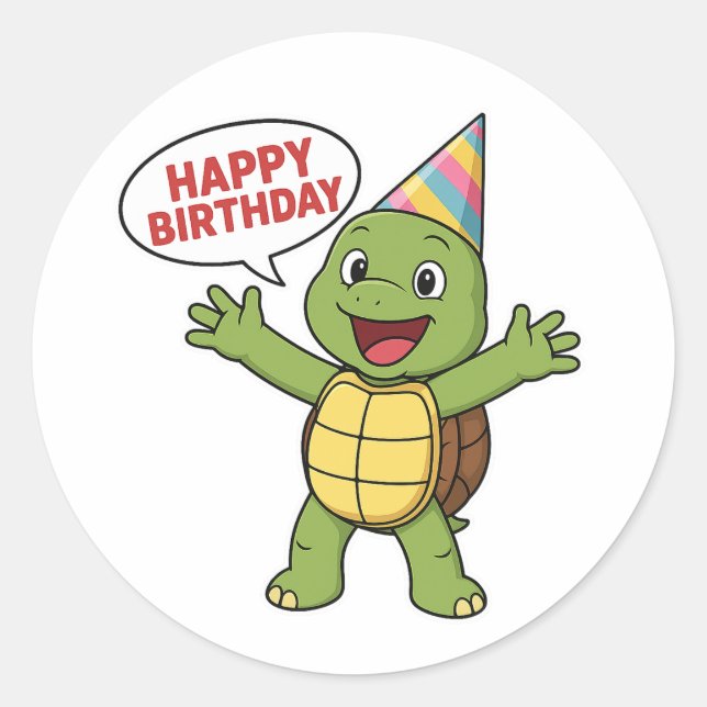 Adesivo Turtle wishing you Happy Birthday  (Frente)