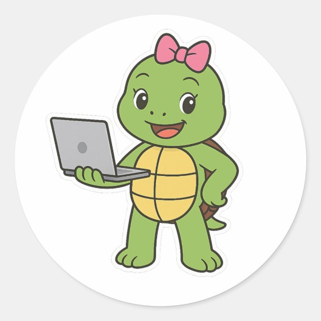Adesivo Turtle working on a laptop (Frente)