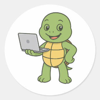 Adesivo Turtle working on laptop
