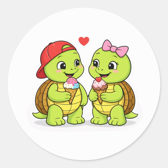 Adesivo Turtles sharing ice cream and love (Frente)
