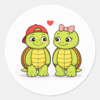 Adesivo Turtles with love heart illustration