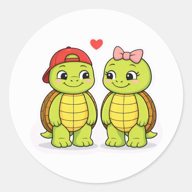 Adesivo Turtles with love heart illustration (Frente)