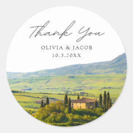 Adesivo Tuscany Wedding Favor Foto de Obrigado