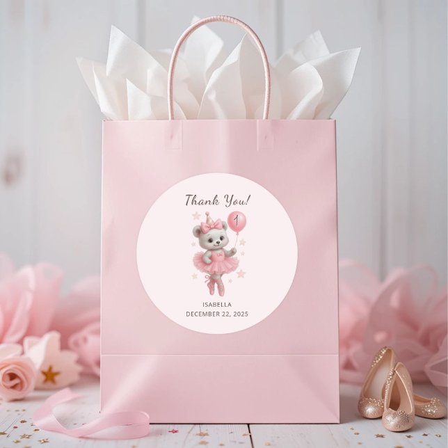 Adesivo Tutu Cute Ballerina Bear primeiro aniversario Obri (Criador carregado)