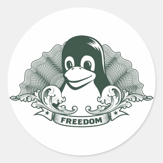 Adesivo Tux Penguin - (Linux, Open Source, Copyleft, FSF) (Frente)