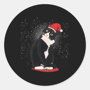 Adesivo Tuxedo Cat Santa Claus Snow Winter