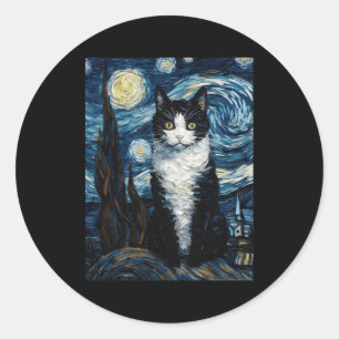 Adesivo Tuxedo Cat Starry Night Moon E Stars