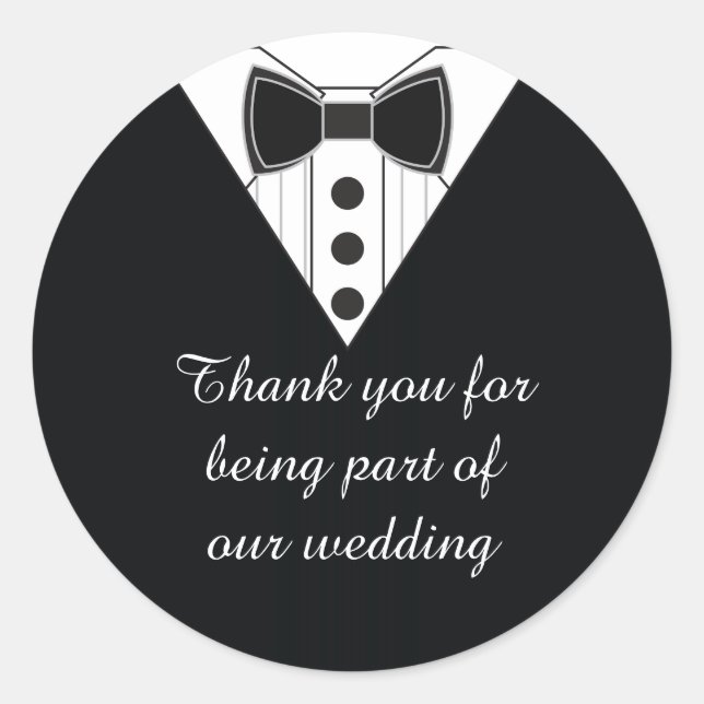 Adesivo Tuxedo De Casamento Obrigado Pelos Stickers (Frente)