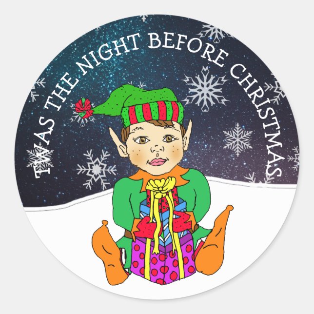 Adesivo Twas the Night Before Christmas Elf (Frente)