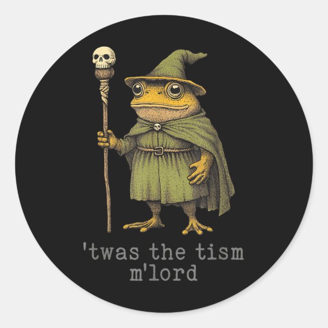 Adesivo Twas The Tism Mlord Funny Wizard Frog Witch  (Frente)