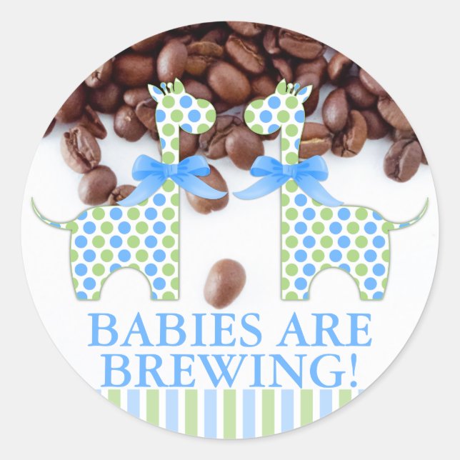 Adesivo Twin Boy Girafes Babies está criando Chás de frald (Frente)