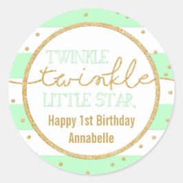 Adesivo Twinkle Mint e Dourado Apontador de Aniversário