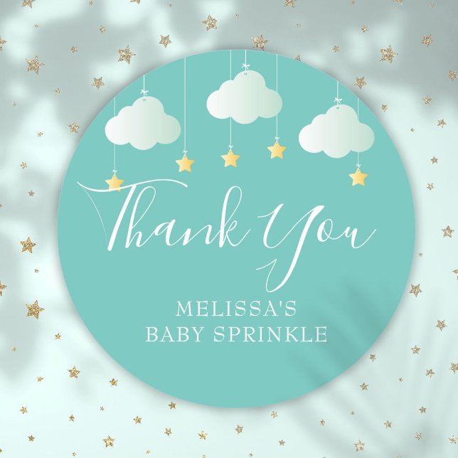 Adesivo Twinkle Sprinkle Little Star Chá de fraldas Obriga (Twinkle Sprinkle Little Star Baby Shower Thank You Classic Round Sticker)
