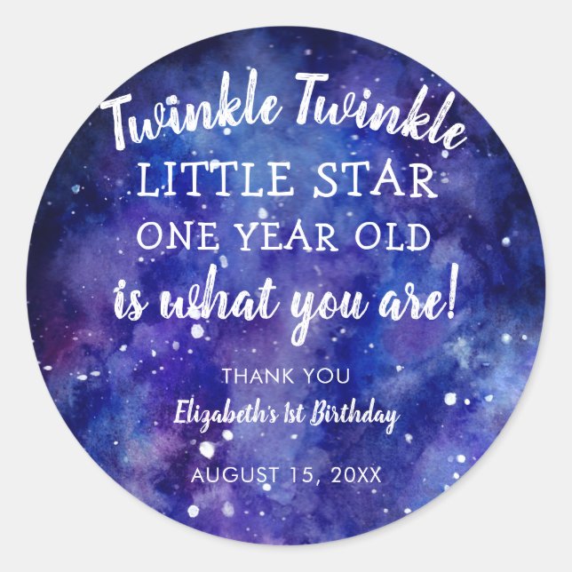 Adesivo Twinkle Twinkle Little Star primeiro aniversario O (Frente)