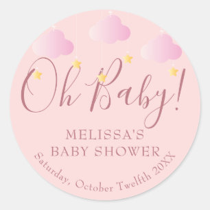 Adesivo Twinkle Twinkle Oh Baby Chá de Bebê Rosa