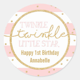 Adesivo Twinkle Twinkle Pink e Dourado Sticker de Aniversá