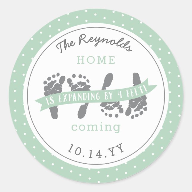 Adesivo Twins Anunciam Fita Verde de Quatro Pés Bebês (Frente)