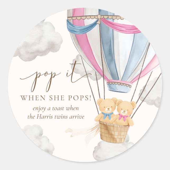Adesivo Twins Bearly Wait Teddy Bear Pop It When She Pops (Frente)