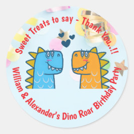 Adesivo Twins Dino Roar Festa de aniversário