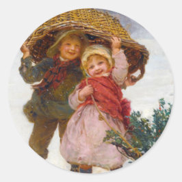Adesivo Two children in the snow by Frederick Morgan