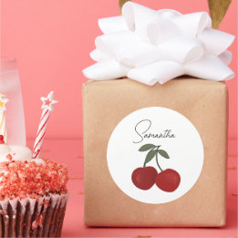 Adesivo Two Red Cherries Illustration | Cute Fruit Art