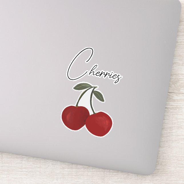 Adesivo Two Red Cherries Illustration | Cute Fruit Art  (Detalhe)