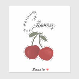 Adesivo Two Red Cherries Illustration | Cute Fruit Art 
