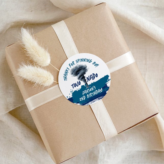 Adesivo Twonado Twister Tornado Blue Grunge Birthday (Twonado Twister Tornado Blue Grunge Birthday Classic Round Sticker)