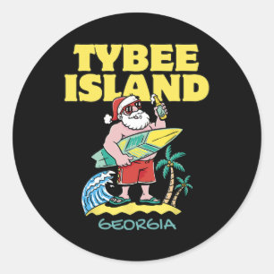 Adesivo Tybee Island Georgia Papais noeis Surfe de Natal