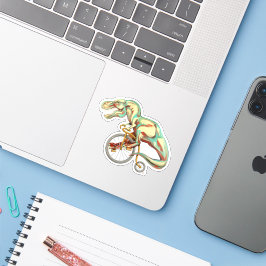 Adesivo Tyrannosaurus Andando uma Bicicleta