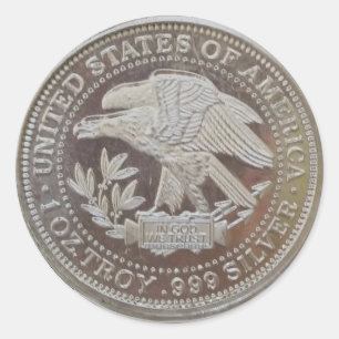 Adesivo U.S.A. .999 Onça redonda de prata