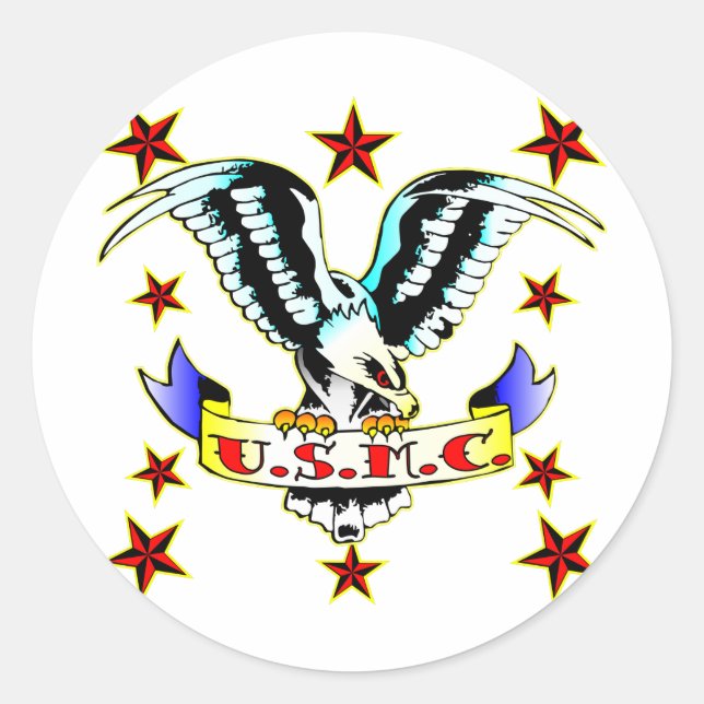 Adesivo U.S.M.C. Antiga águia escolar Tatuagem 2 (Frente)