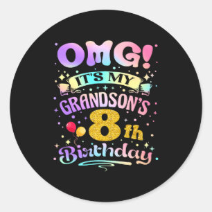 Adesivo Uau É O 8º Aniversário Do Meu Neto Feliz 8 Anos De