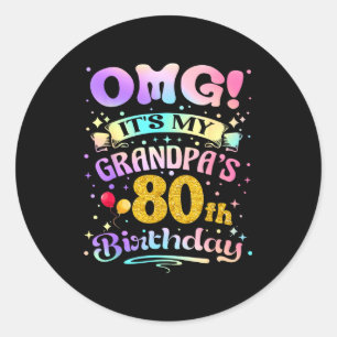Adesivo Uau É O 80º Aniversário Do Meu Avô Feliz 80 Anos O