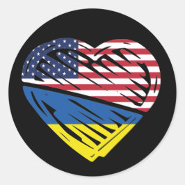 Adesivo Ucrânia American Flag Heart Ucraniano Solidariedad