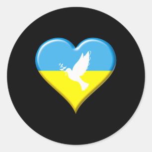 Adesivo Ucrânia Bandeira Ucraniana Coração Paz Pombo Apoio