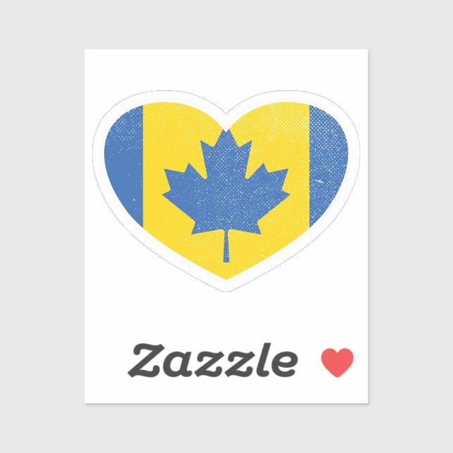 Adesivo Ucrânia Canadá Ucraniano Sinalizador de Amor Coraç (Folha)