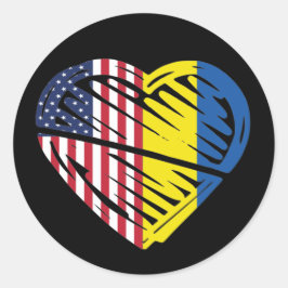 Adesivo Ucrânia Flag Solidariedade EUA Flag Heart