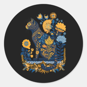 Adesivo Ucrânia Gato Fofo Floral Vintage Bandeira Ucranian