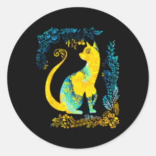 Adesivo Ucrânia Gato Fofo Floral Vintage Tie Dye Ucraniano