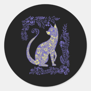 Adesivo Ucrânia Gato Fofo Floral Vintage Ucraniano Vyshyva