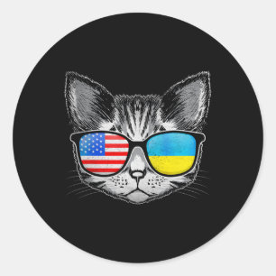 Adesivo Ucrânia Sinalizador Americano Raízes Cat Ucraniano
