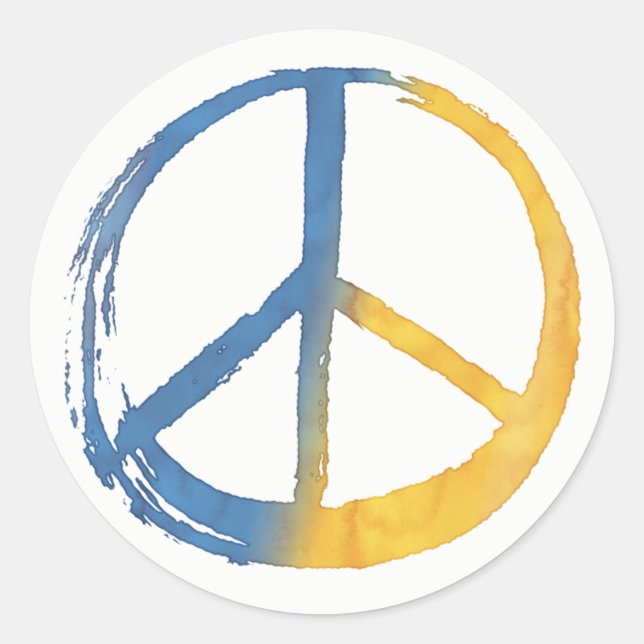 Adesivo Ucraniano - Símbolo PEACE Amarelo Azul da Ucrânia  (Frente)