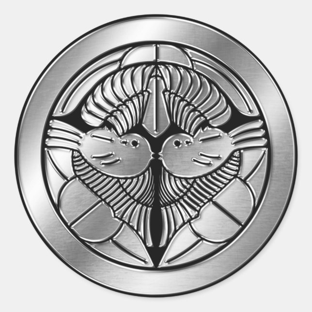 Adesivo Uesugi Clan Kamon Silver Chrome (Frente)